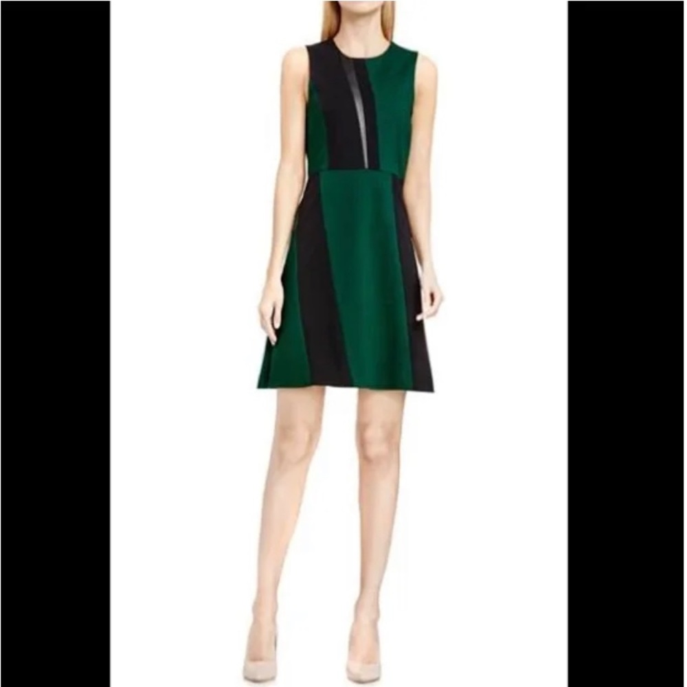 Vince Camuto Black and Green Sleeveless Color Block Dress, Size 4